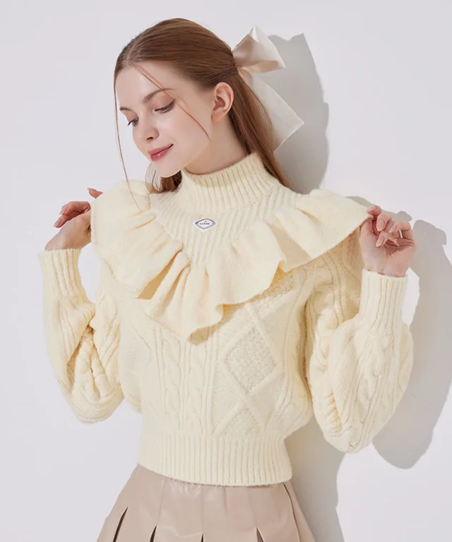 J.Jane Pastel Frill Knit Sweater - Bright Yellow