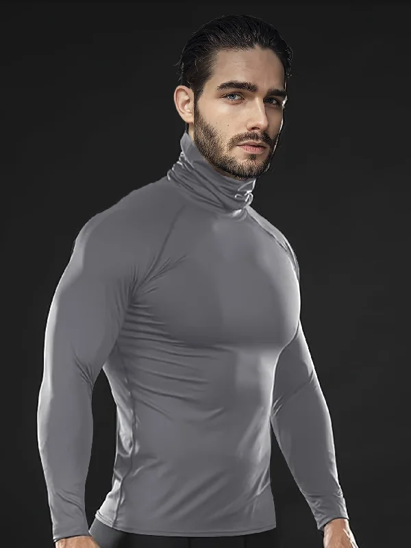 Men's Thermal Compression Long Sleeve Shirt - Fleece-Lined, Lightweight, Breathable, Quick-Dry, Moisture-Wicking Base Layer for Sports, Outdoor Activities, Running, and Casual Wear