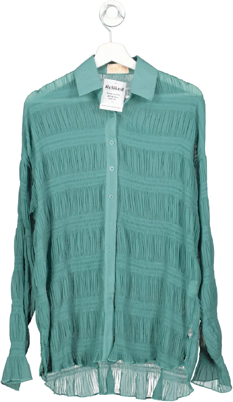 Club L Green Gathered Sheer Blouse UK 6