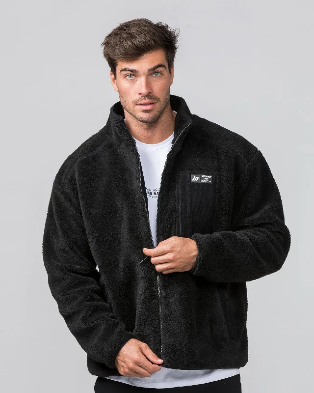 Sherpa Zip Through Jacket - Black