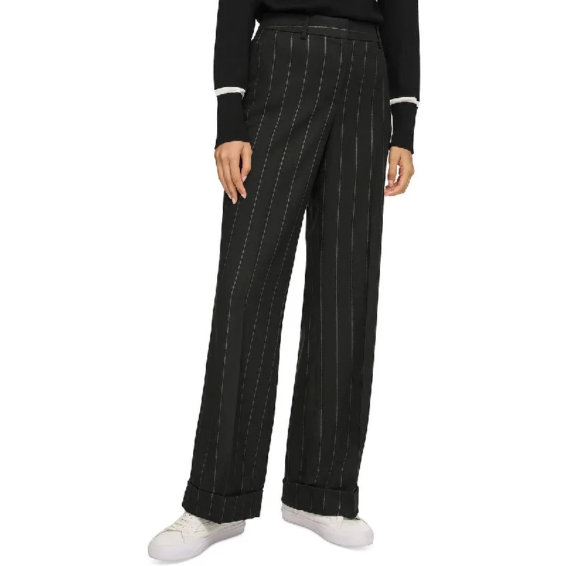 Womens Metallic Pinstripe Dress Pants