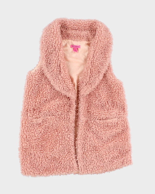 Betsey Johnson Pink Sleeveless Teddy Coat - M/L