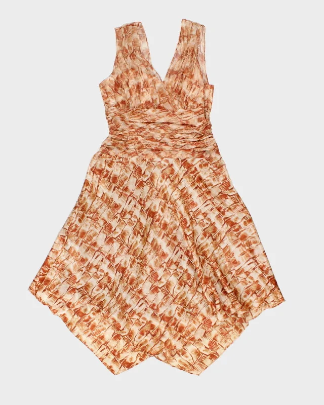 Donna Rocco Patterned Burnt Orange Dress - S - M