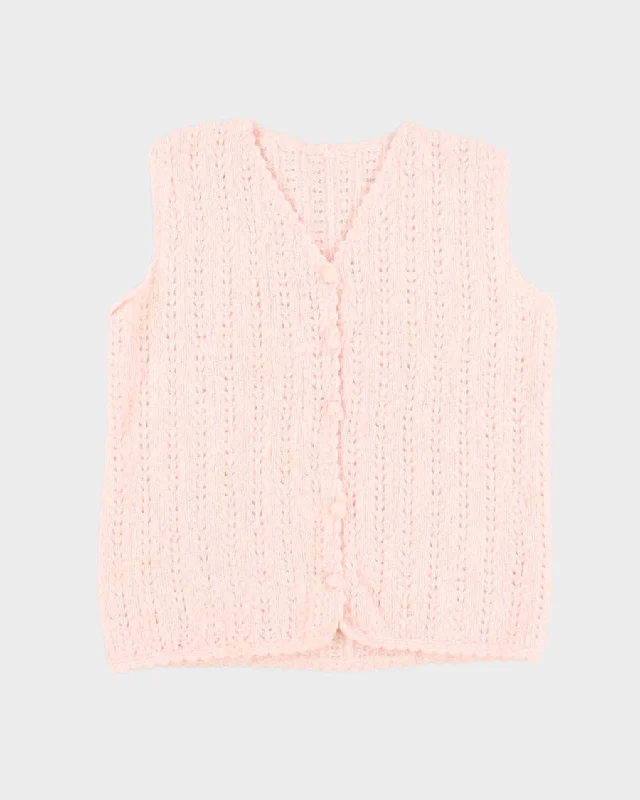 Handmade Darling Baby Pink Sleeveless Cardigan - M