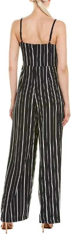 Spaghetti Strap Concealed Zipper Back Stripe Print Crepe Jumpsuit