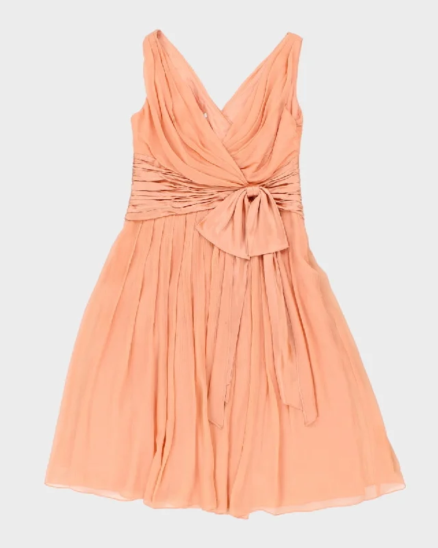 Maggy London Silk Salmon Dress With Bow Detailing - S M