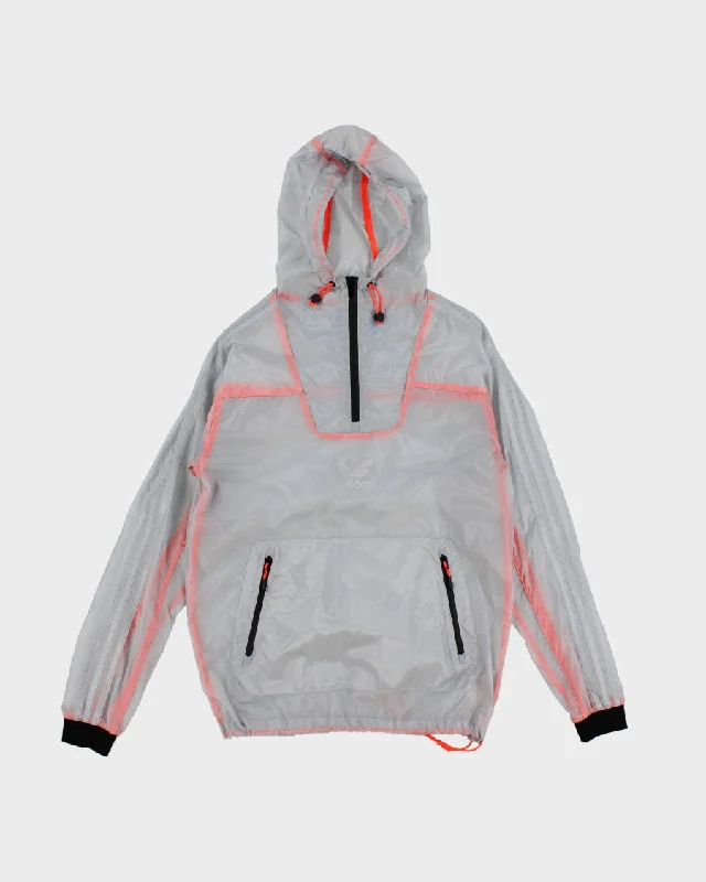 Womens Adidas Light Grey Transparent Adidas Windbreaker Jacket - S