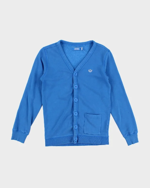 Women's Blue Adidas Button-Up Sweatshirt - S